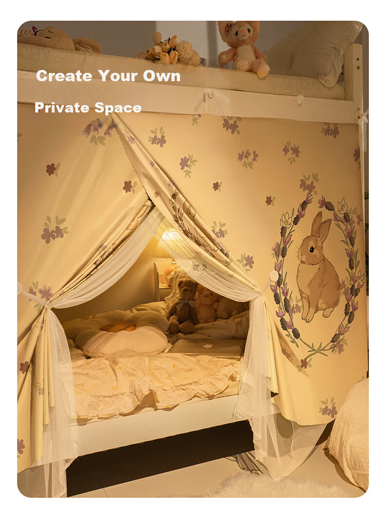 XIHAN Student Dormitory Thickened Strong Light-Blocking Integrated Bed Curtain Mosquito Net 0.9m Bed [Lower Bunk Special] 7