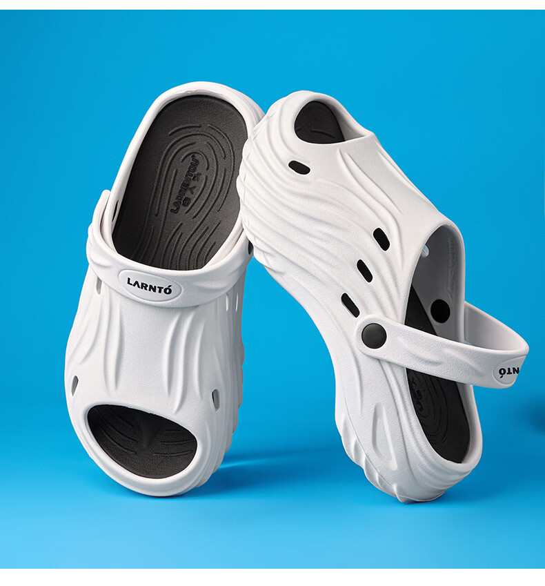 LAORENTOU Men's Summer Breathable Hole Shoes Thick Sole Outdoor Sandals LT353 White Size 44-45 13