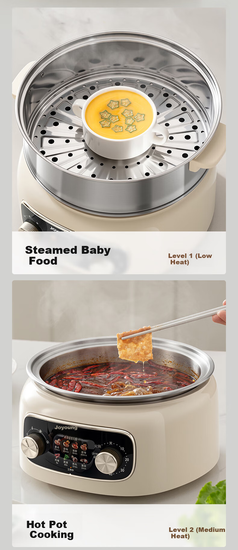Joyoung 20L Electric Steamer 3-Layer Stainless Steel Multi-Functional Electric Hot Pot GZ568Ultra 5