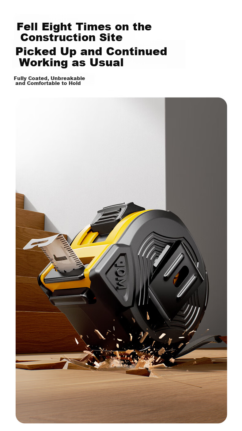 Oulaide Fully Rubber-Coated Steel Tape Measure, Thickened Household Measuring Tape, Meter Ruler, Box Ruler, High-Precision Ruler, National Standard II Grade Precisio 9