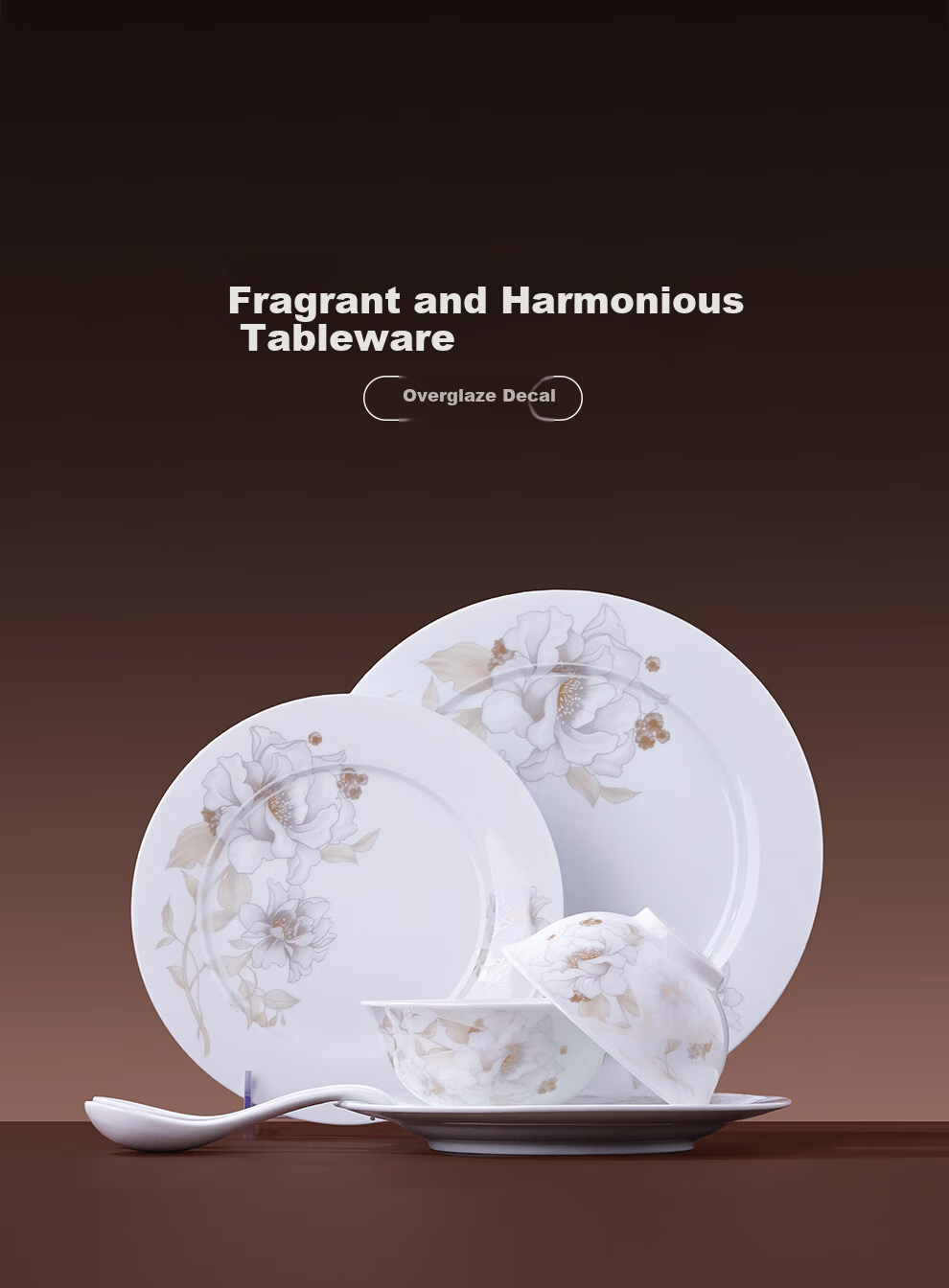 JDZ Ceramic Tableware Set Luxury High-End Bowls and Plates Full Set Home Housewarming New Year Gift for Leaders Qingxiang Heyun 2