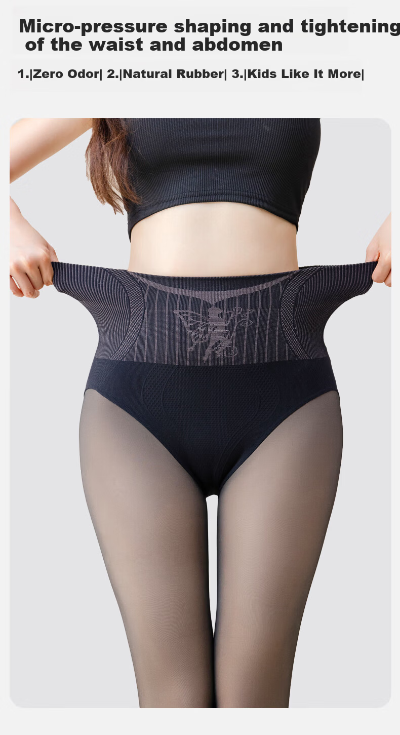 MiiOW Black Sheer Skin Optical Leg Magic Autumn Winter Anti-Snag Glossy High-Waist Tummy Control Fleece-Lined Thickened Stockings 2025 New Arrival 7