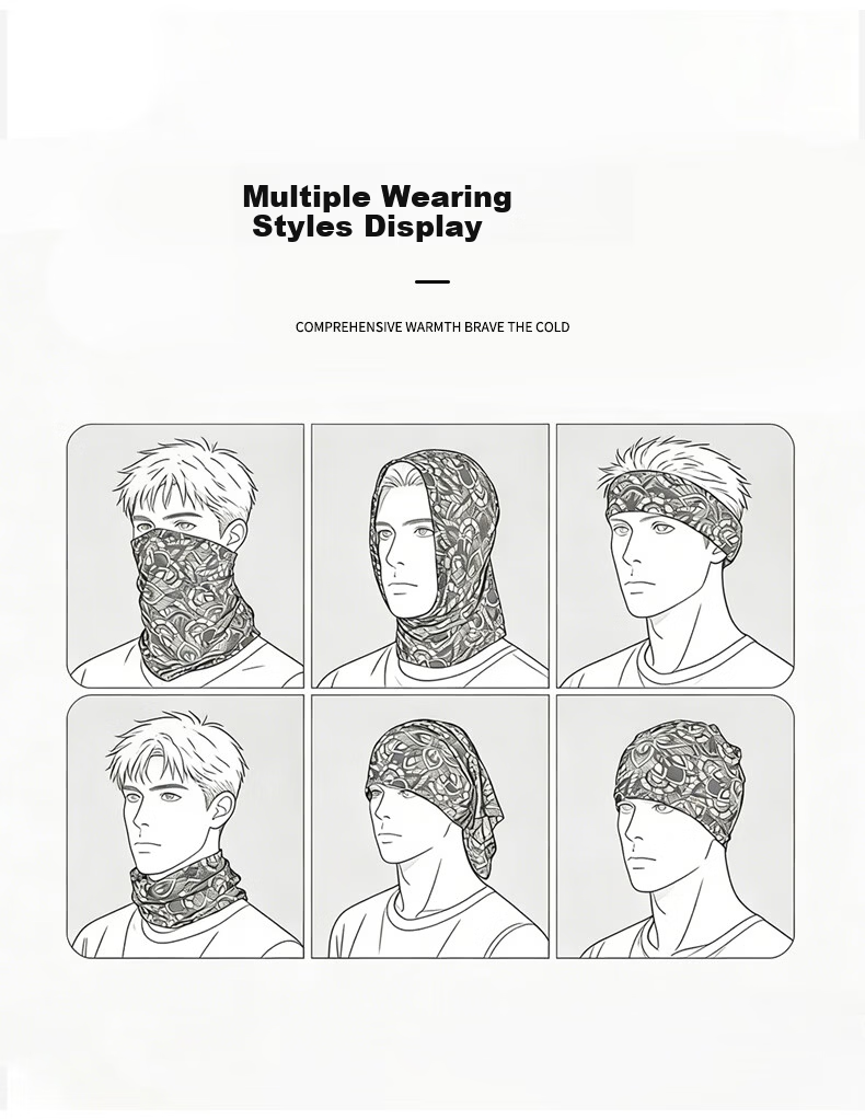 Nanjiren Men's Summer Cycling Sun Protection Face Mask Thin Outdoor Face and Neck Guard Ice Silk Cycling Mask Headscarf Neck Gaiter Tibet 4