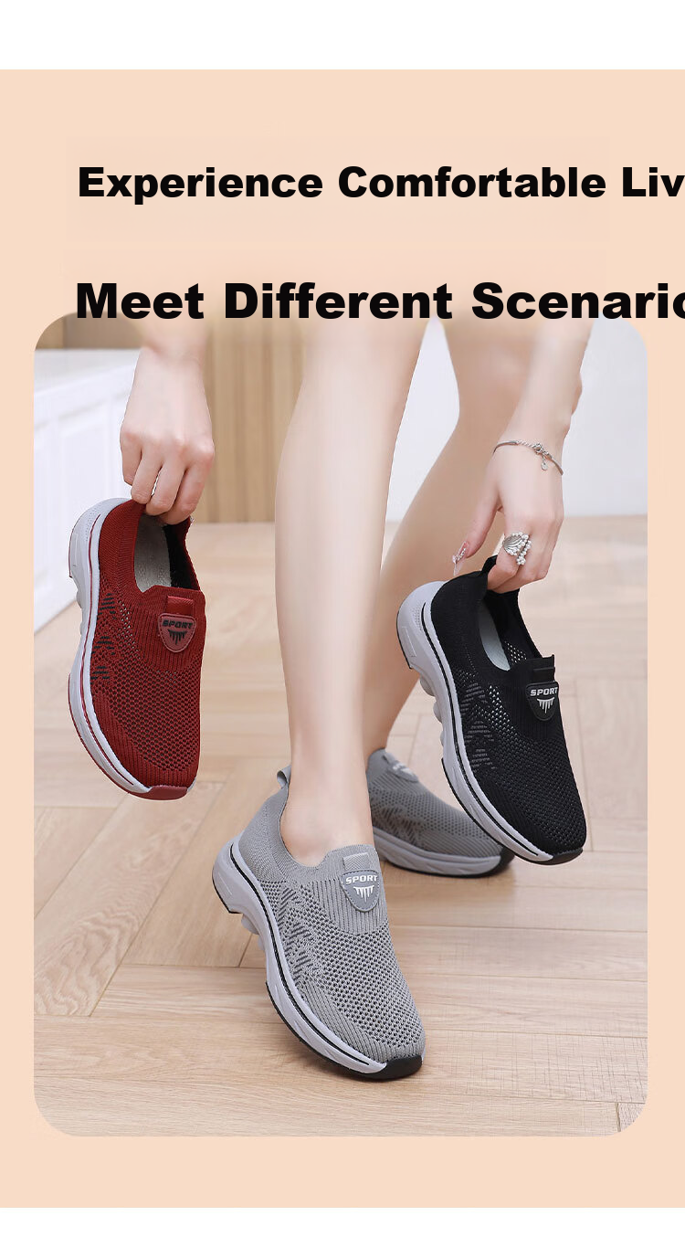 Anglerfish Old Beijing Cloth Shoes Women's Summer Breathable Mesh Slip-On Walking Shoes A6008 Gray Size 38 4