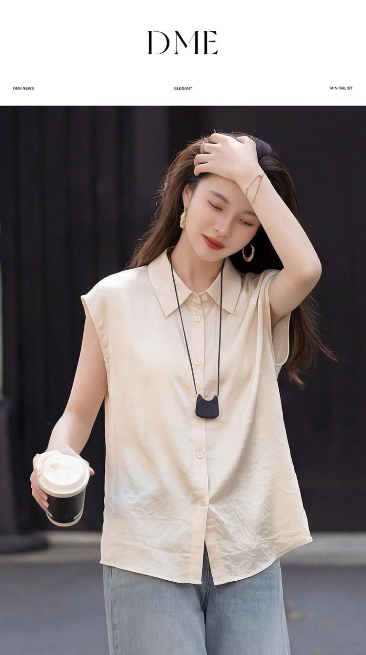 Demana Smooth 100 Acetate Summer Luxury Style Wide Collar Broad Shoulder Shirt Elegant High-End Women's Blouse 1