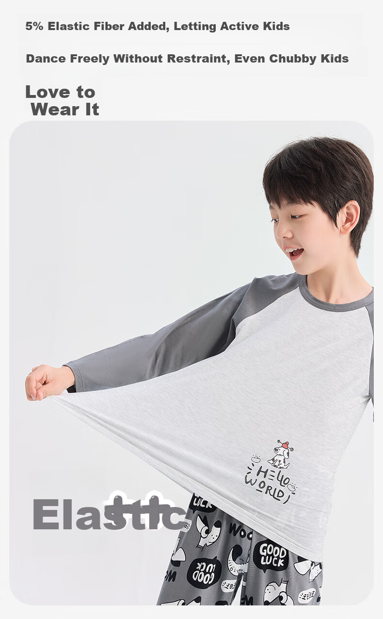 Jiusuiban Children's Pajamas Boys Baby Class A Pullover Crew Neck Autumn Clothes Autumn Pants Large Kids Skin-friendly Cotton Homewear Set 4