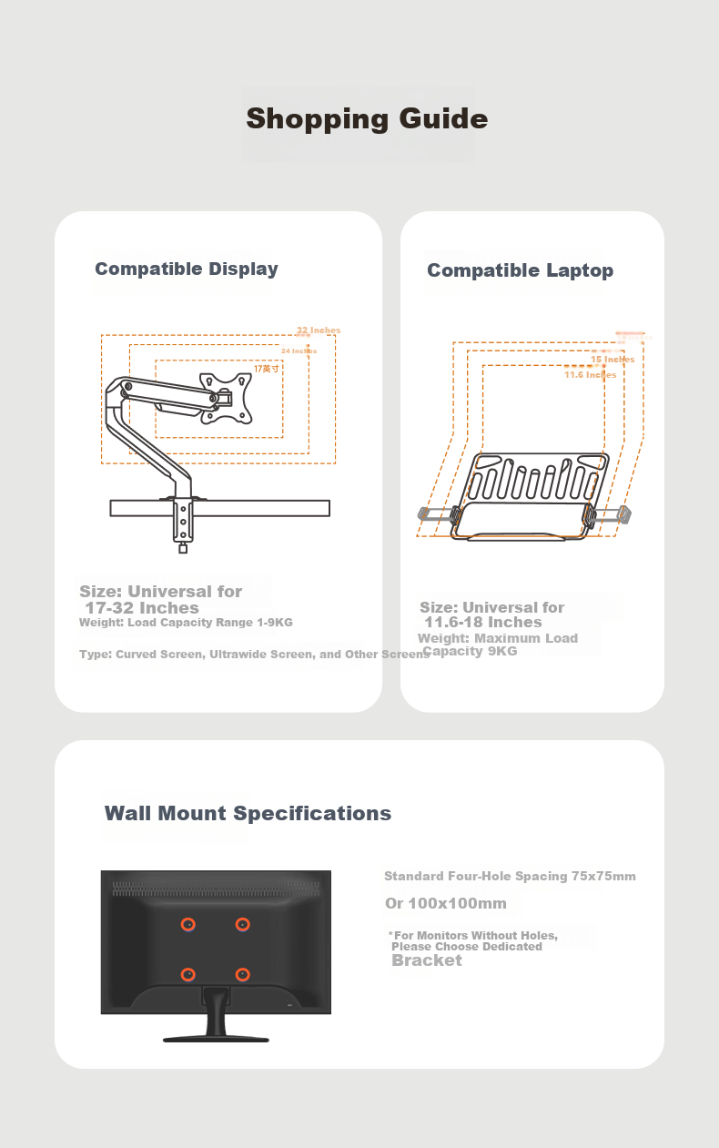 Brateck Beihu Laptop Stand, Notebook Computer Stand, Suspended Arm Bracket for Laptops, Monitor Riser Stand, Computer Desk Stand E350+APE40 4