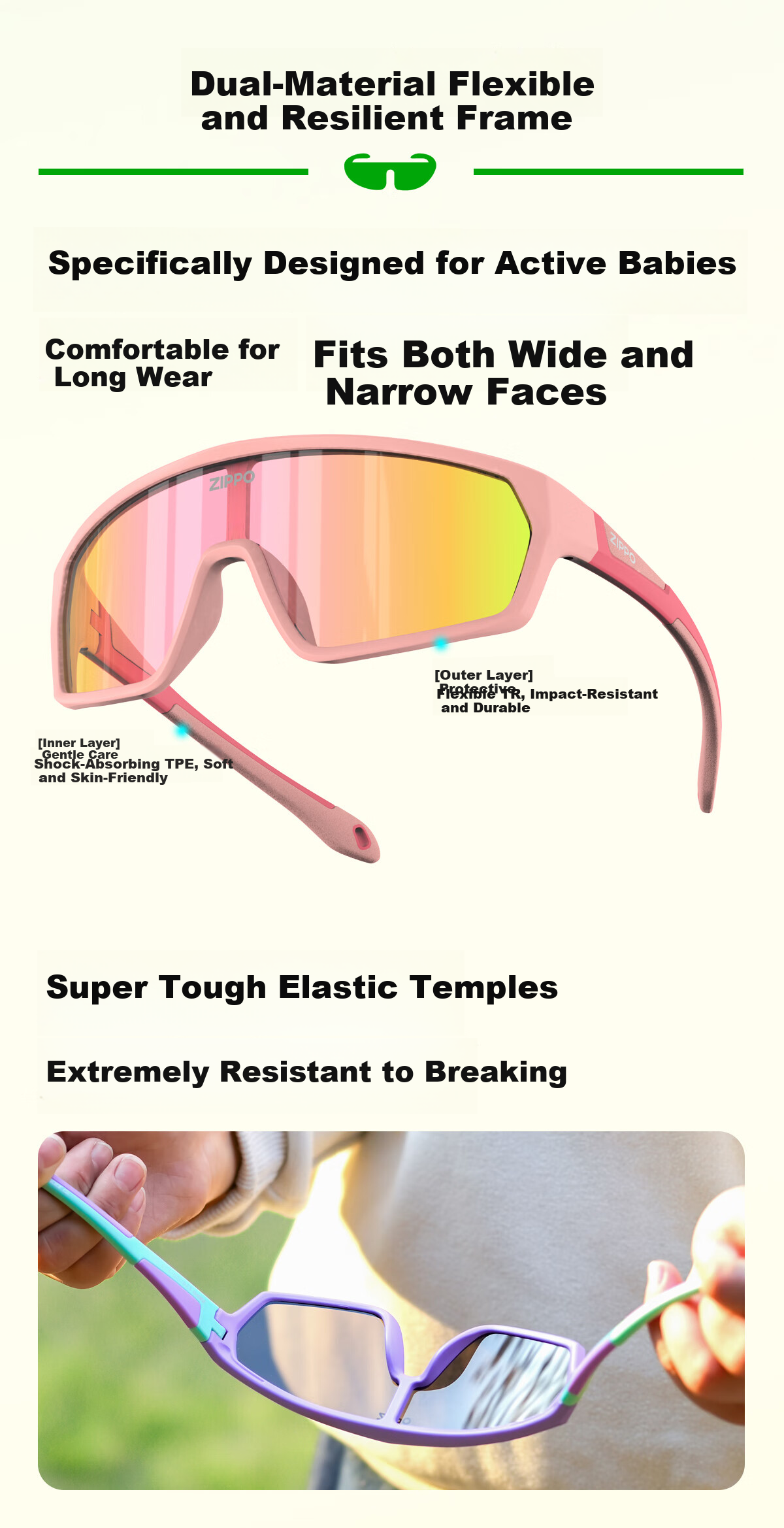 ZIPPO Kids Sunglasses UV Protection Cycling Sports Unisex Outdoor Goggles 52865C01-11 6