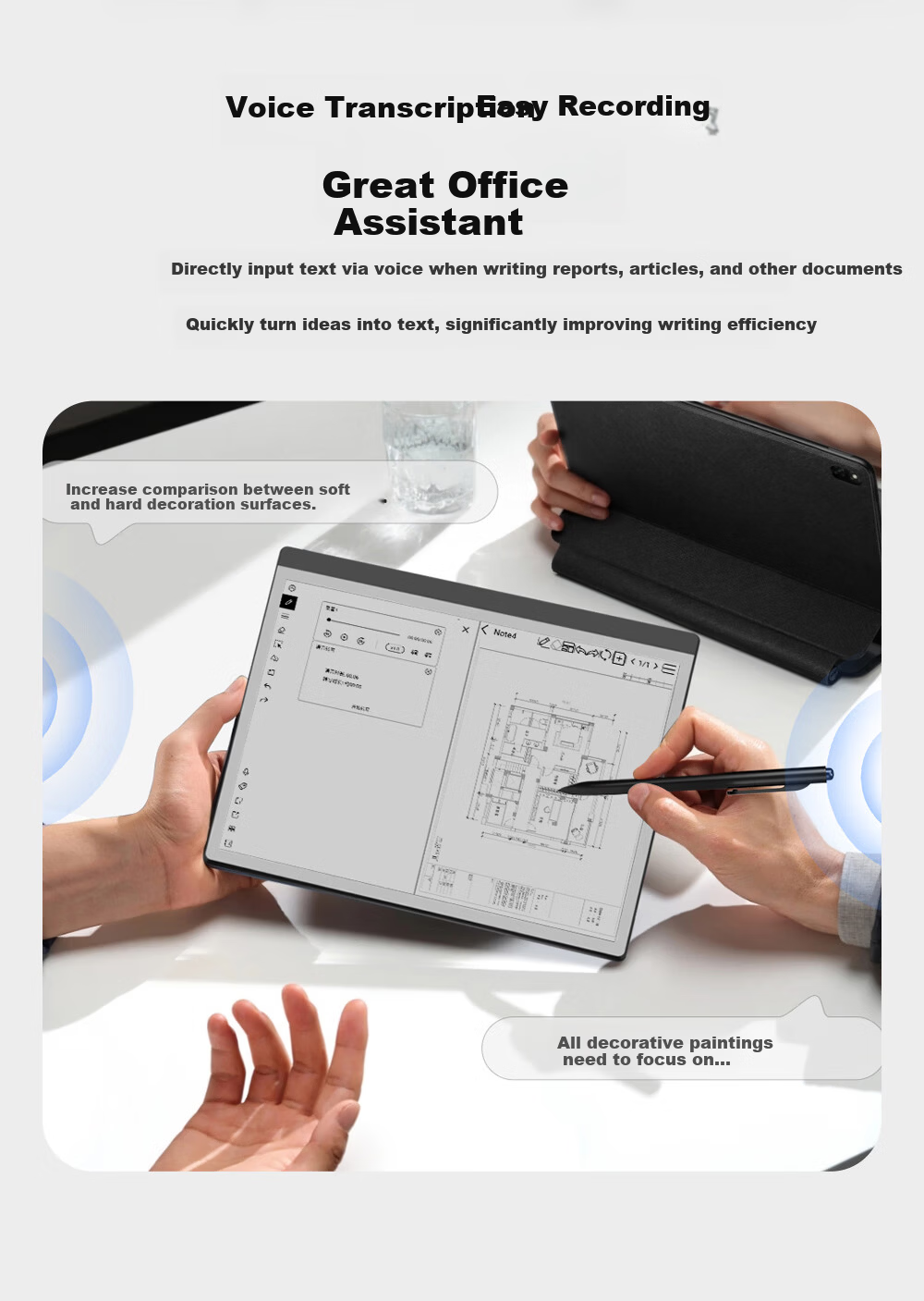 AOC E-Ink 10W2 Reader, 10.3-Inch Smart Office Notebook, Electronic Writing Pad, Handwriting E-Paper Book, Ink Screen E-Paper Book for Meeting Notes, Tablet + Protective Case 5
