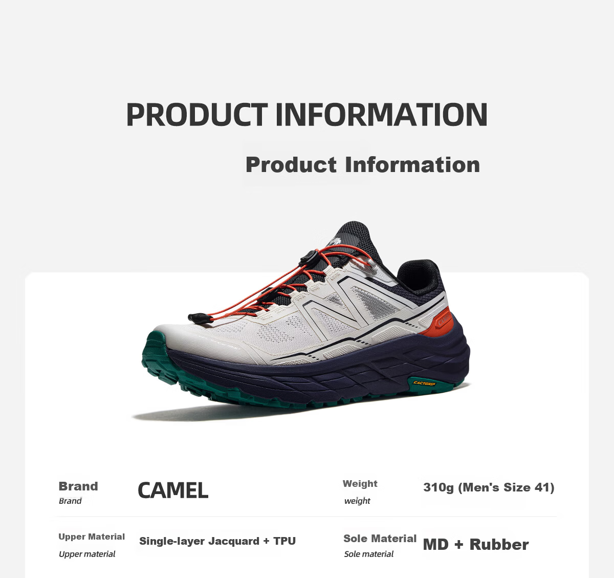 CAMEL [Zhangjiajie Qixing Mountain Outdoor Challenge] [He Dong Edition] Mountain Shadow Wilderness Trail Running Shoes for Men 7