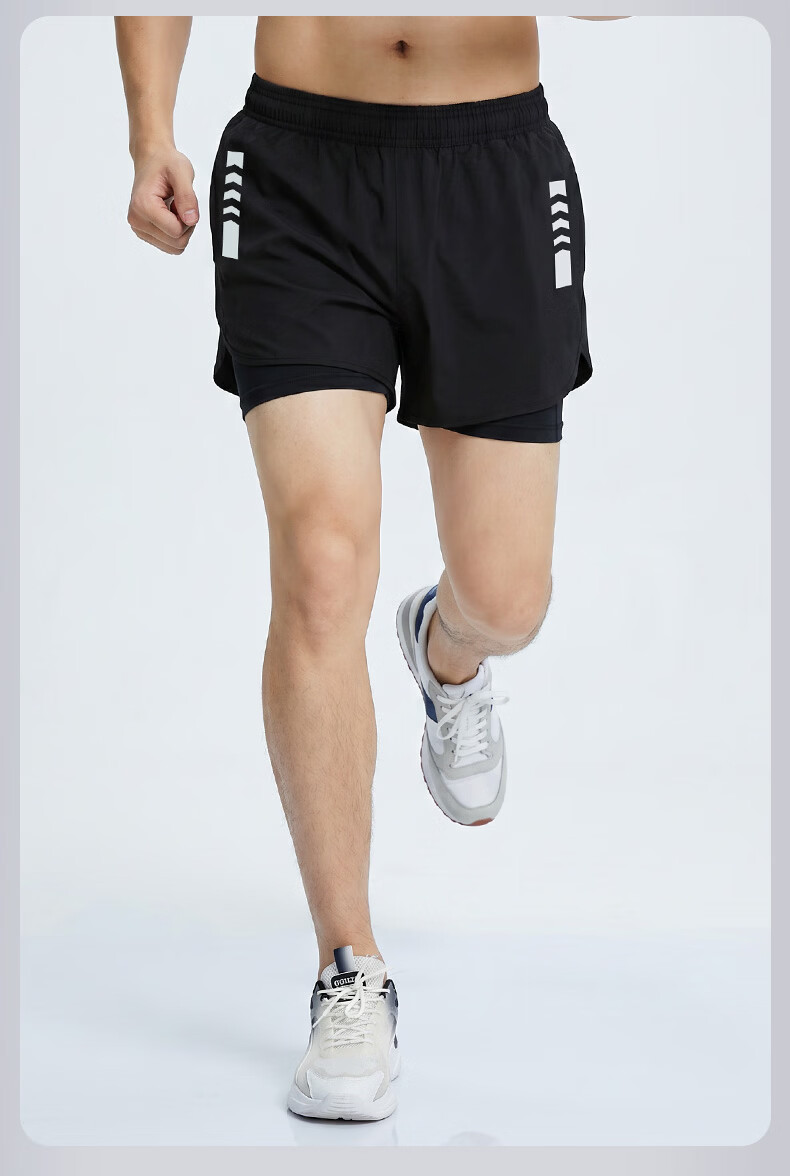 VICTORIATOURIST Men's Running Shorts with Sports Lining, Three-Quarter Length Track Pants, Indoor Professional Marathon Quick-Dry Two-In Fitness Shorts 13