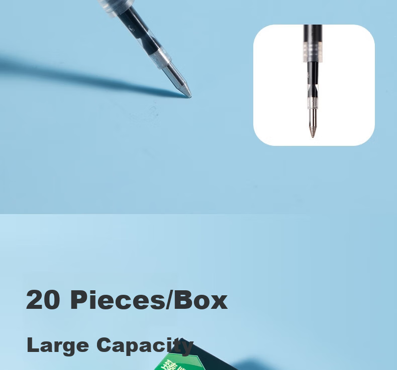 Deli 0.5 Smooth Retractable Gel Pen Refills for Students, Compatible with S01/S08/1008/K35 and G-5, Black Bullet Tip, 20 Pieces/Box SE800 7