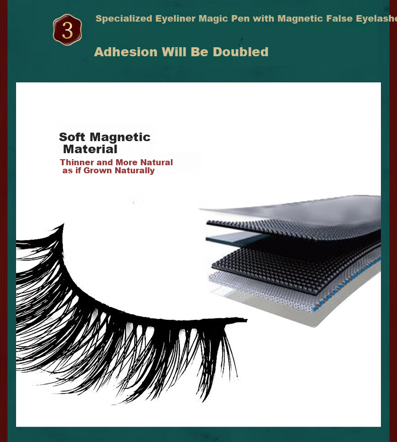 Yushang Jiaren Magnetic False Eyelashes 6 Pairs Glue-Free Reusable Magnetic Lash Newbie Makeup New Year Makeup Tool 7
