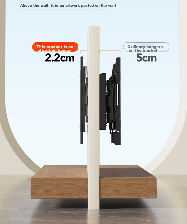 Junao Embedded Dual-Arm Telescopic TV Wall Mount Bracket, Extendable and Rotatable, Compatible with 75-110 Inch TVs, Universal for Xiaomi, Hisense, Skyworth, TCL 9