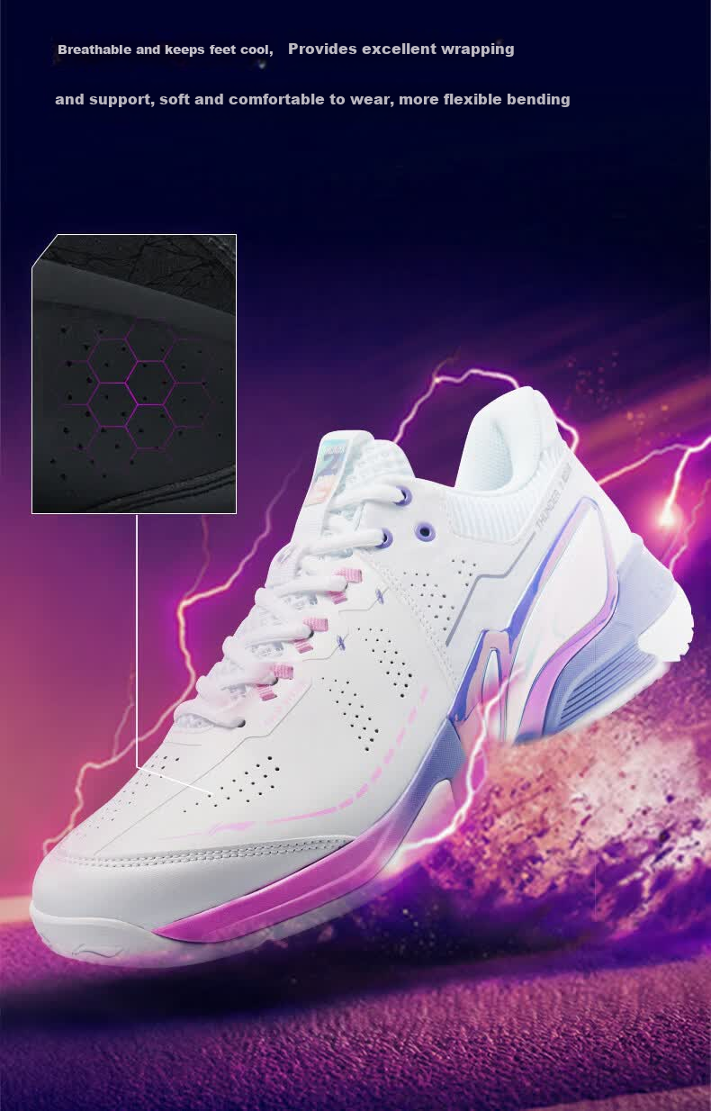 LI-NING Thunder 2 PRO Badminton Shoes with 䨻 Technology Shock Absorption and Rebound Professional Protective Sports Shoes Size 44 6