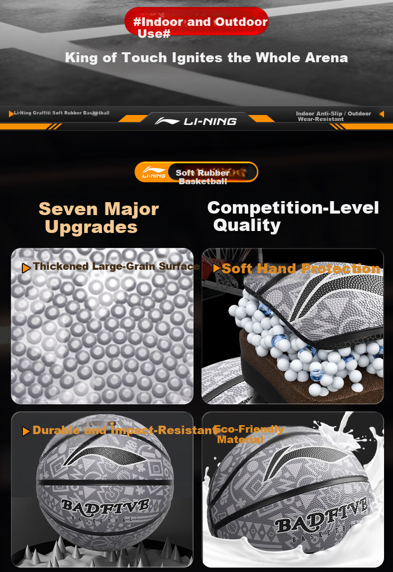 Li-Ning Basketball Adult Size 7 Junior Youth Official Indoor Outdoor Standard Non-Slip Wear-Resistant No.7 Basketball 2