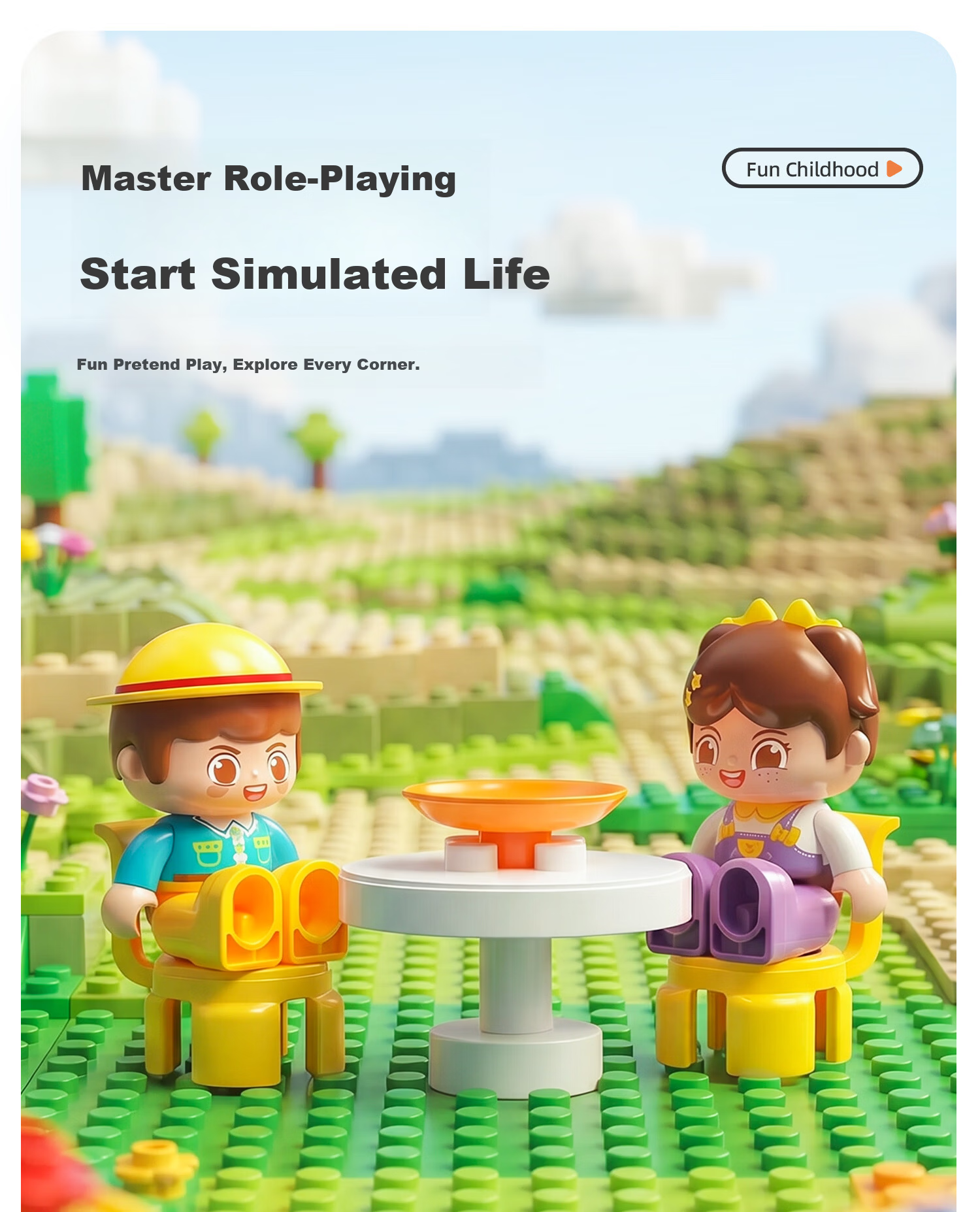 FEELO Compatible LEGO Large Building Blocks Children's Assembly Toy Boys Girls Birthday Gift Windmill Villa Y42007 Bucket 7