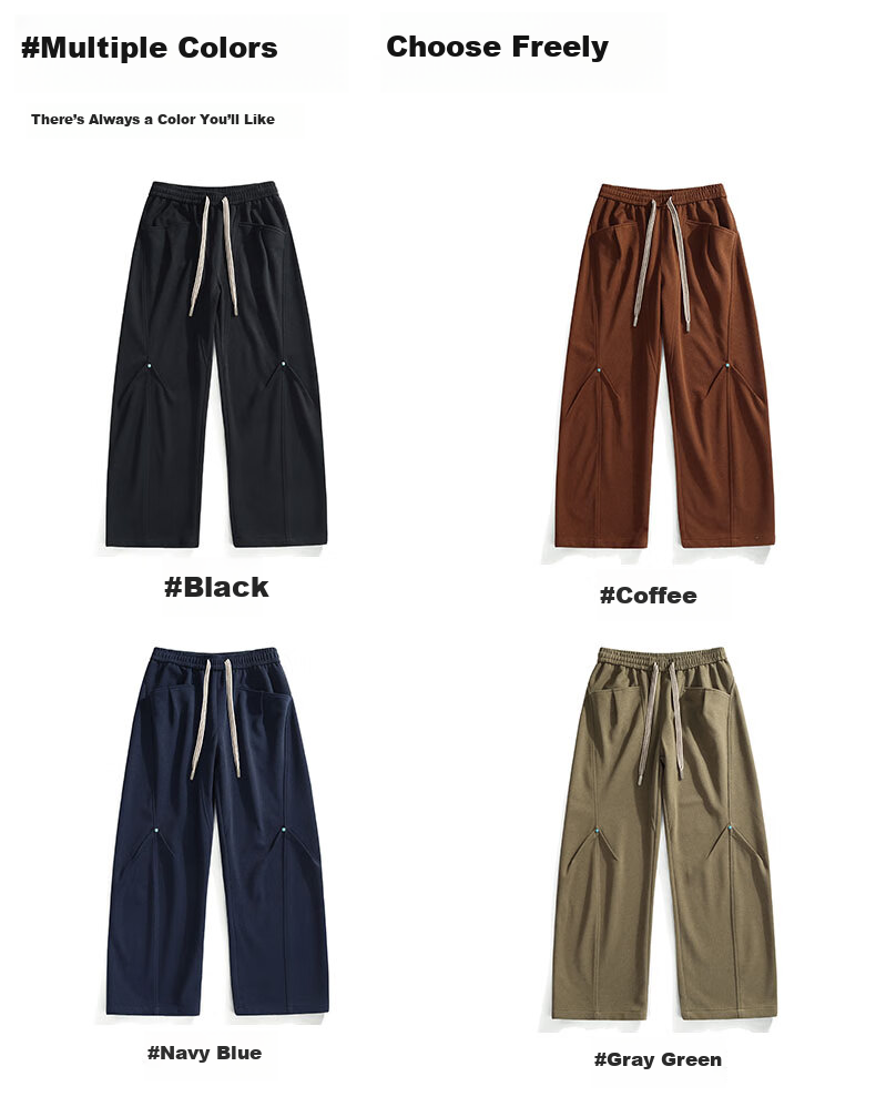 Top Youth Men's Casual Pants Autumn Winter Loose Knit Sweatpants Plus Size Straight Leg Sports Pants Black XL 1