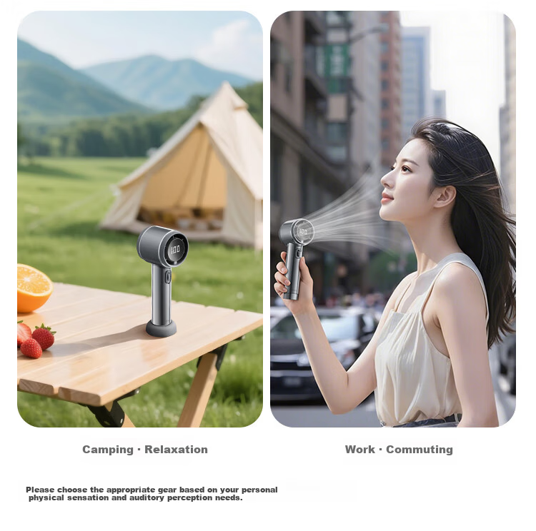 Bull Handheld Bladeless USB Fan [3C Certified Battery] 5000mAh Stepless Speed Adjustable Mini Portable Turbo Electric Fan Rechargeable Starry Gray 9