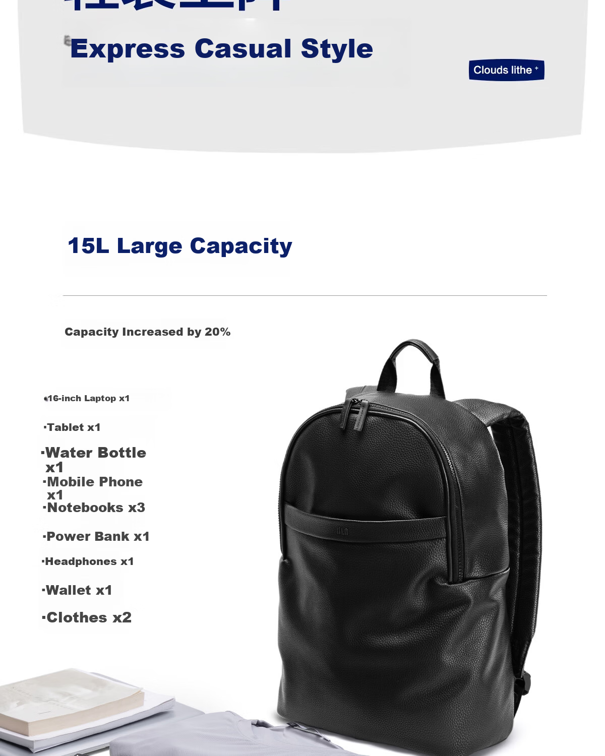 HLA Men's Large Capacity Waterproof Casual Commuter Business Travel 16-inch Laptop Backpack Student School Bag 2