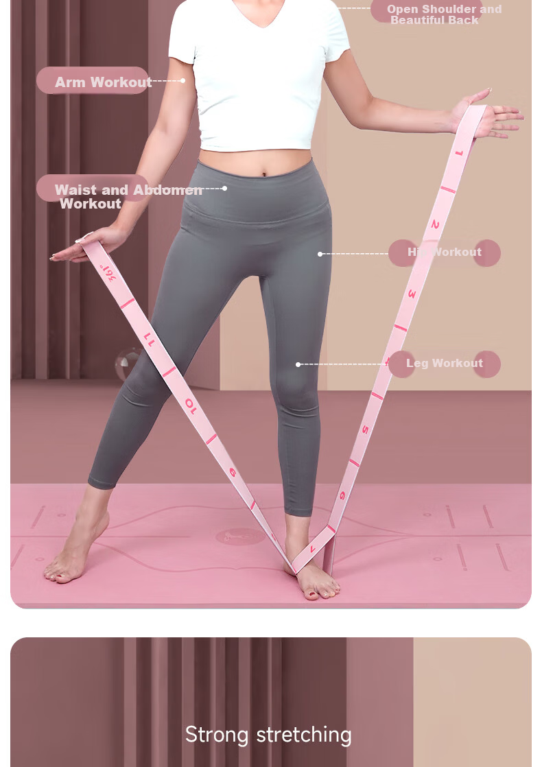 361° Elastic Band Yoga Fitness Stretch Band for Women Kids Digital Resistance Band Leg Training Dance Exercise Pull Strap 4