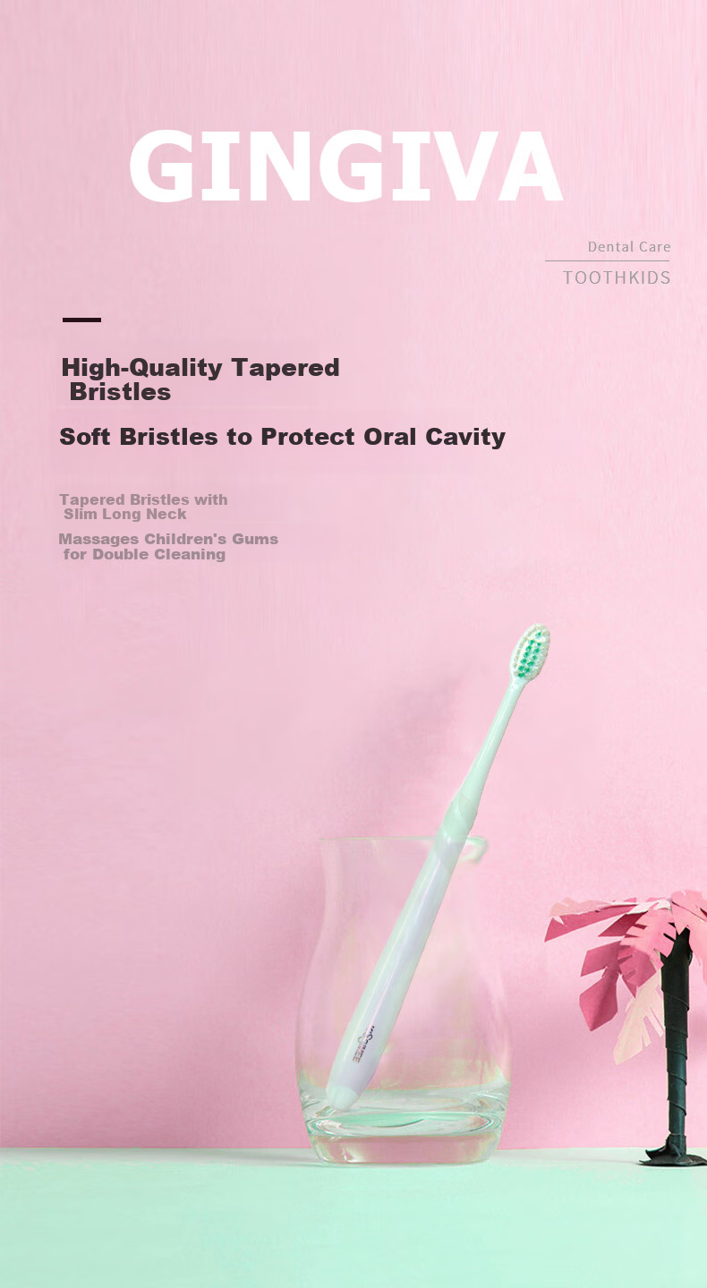 Qizhimei Children's Soft Bristle Toothbrush Set of 3 - Kids' Gum Care Toothbrush with Rounded Tips 3