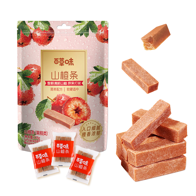 百草味山楂条228g/袋 果丹皮干蜜饯果干果脯童年零食小吃休闲食品烘焙