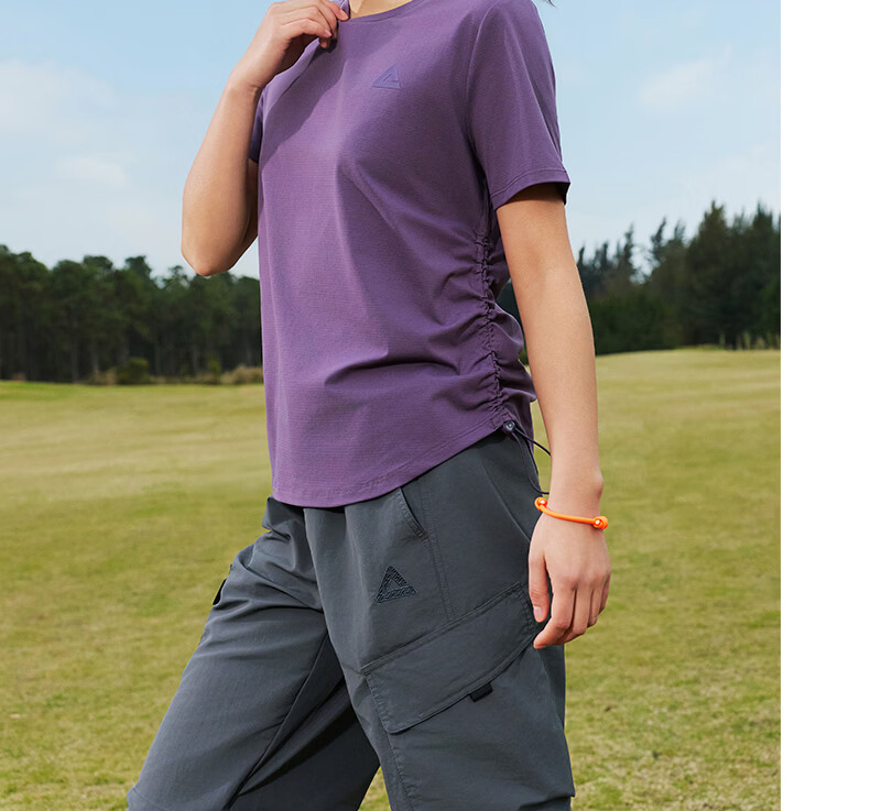 Peak Quick-Dry Short Sleeve Women's Summer Loose Breathable Sun Protection Waist-Cinching Casual T-Shirt Outdoor Sports Running Shirt DF662142 30