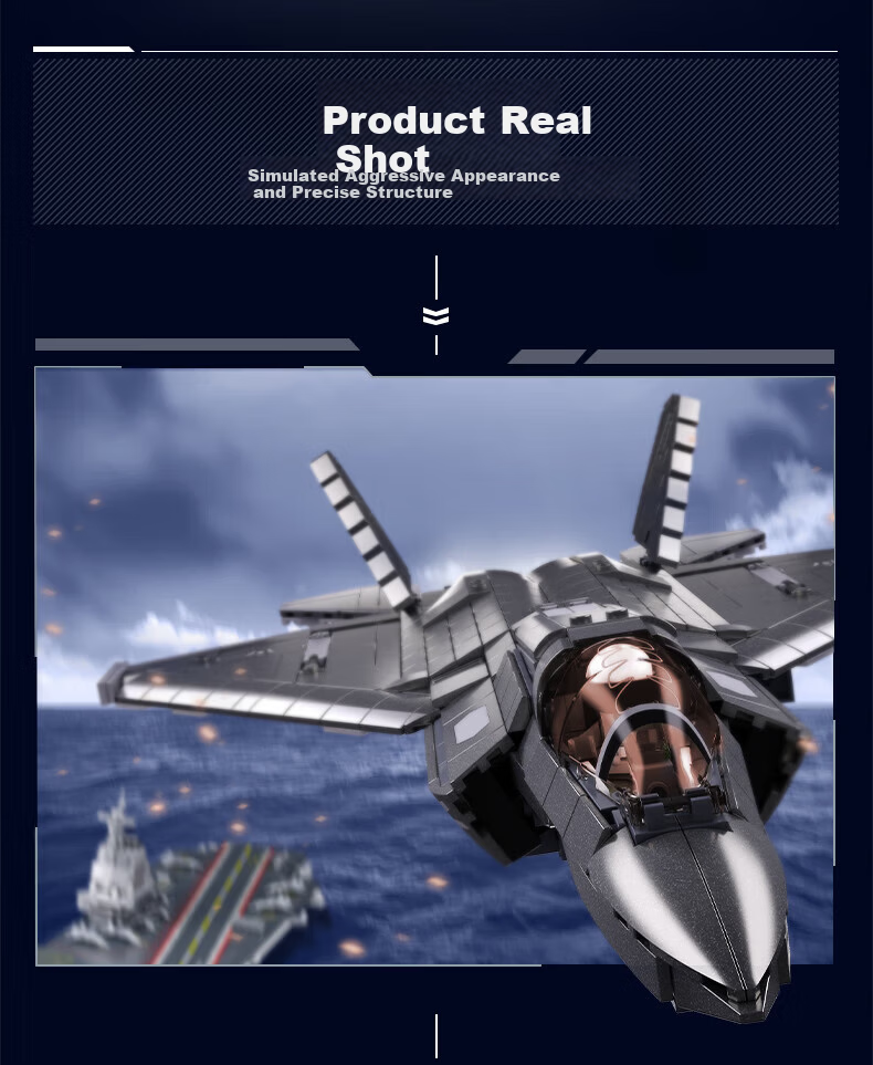 Lianhechuangxiang Children's Day Boys' Compatible LEGO China Military Building Blocks J-35 Fighter Jet Toy Birthday Gift 7