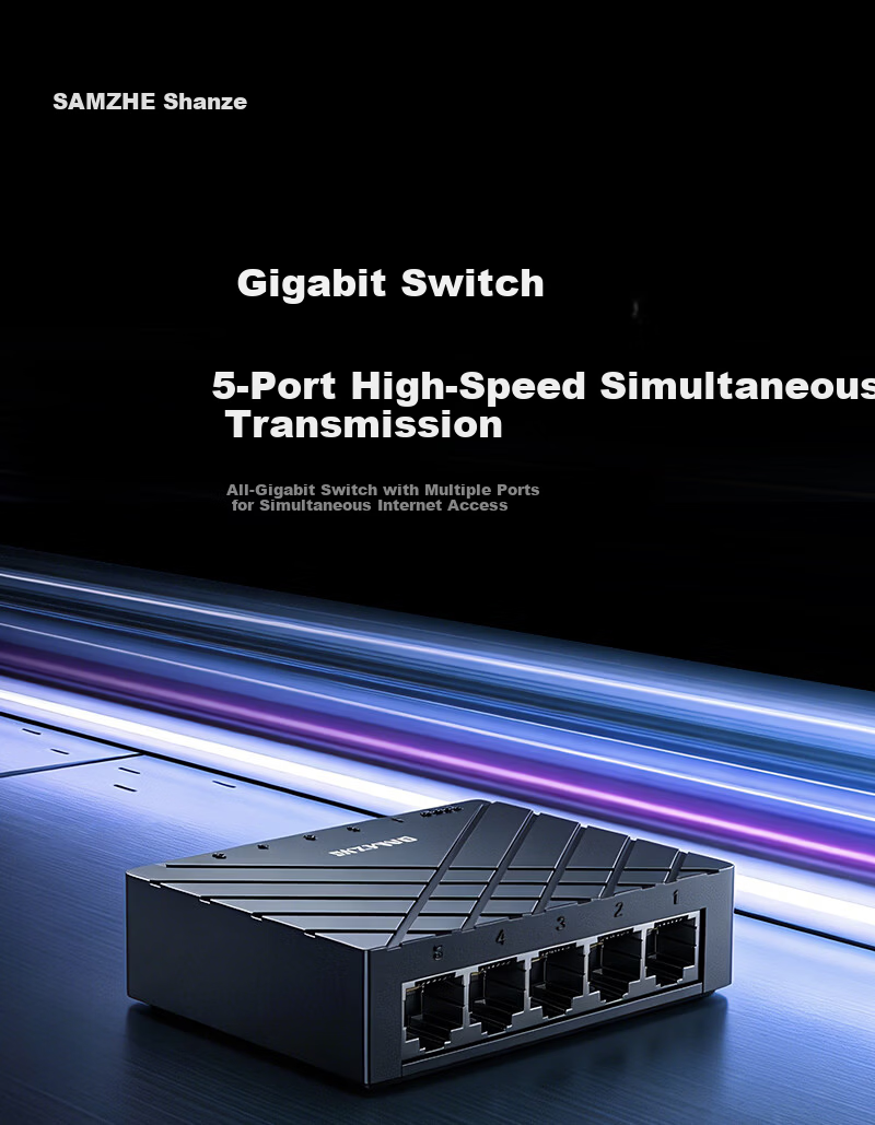 SAMZHE 8-Port Gigabit Switch, Ethernet Splitter, Enterprise Home Dormitory Switch, 8-Port Surveillance Network Expander Hub, HUB Splitter SZ-HJQ08 1