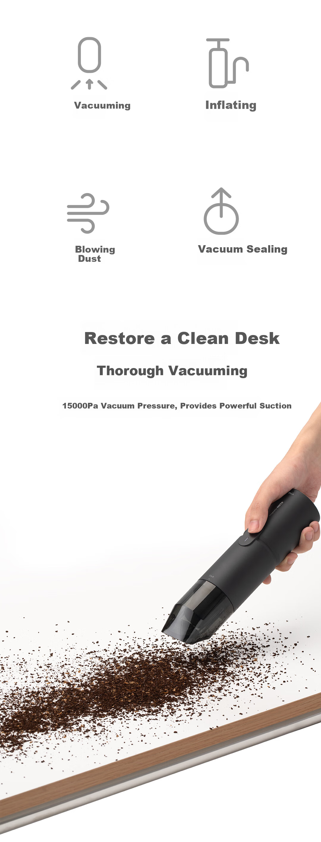 HOTOHOTO Pro Multifunctional Blowing and Suction Portable Outdoor Camping Vacuum Cleaner High-Power Desktop Cleaning 2