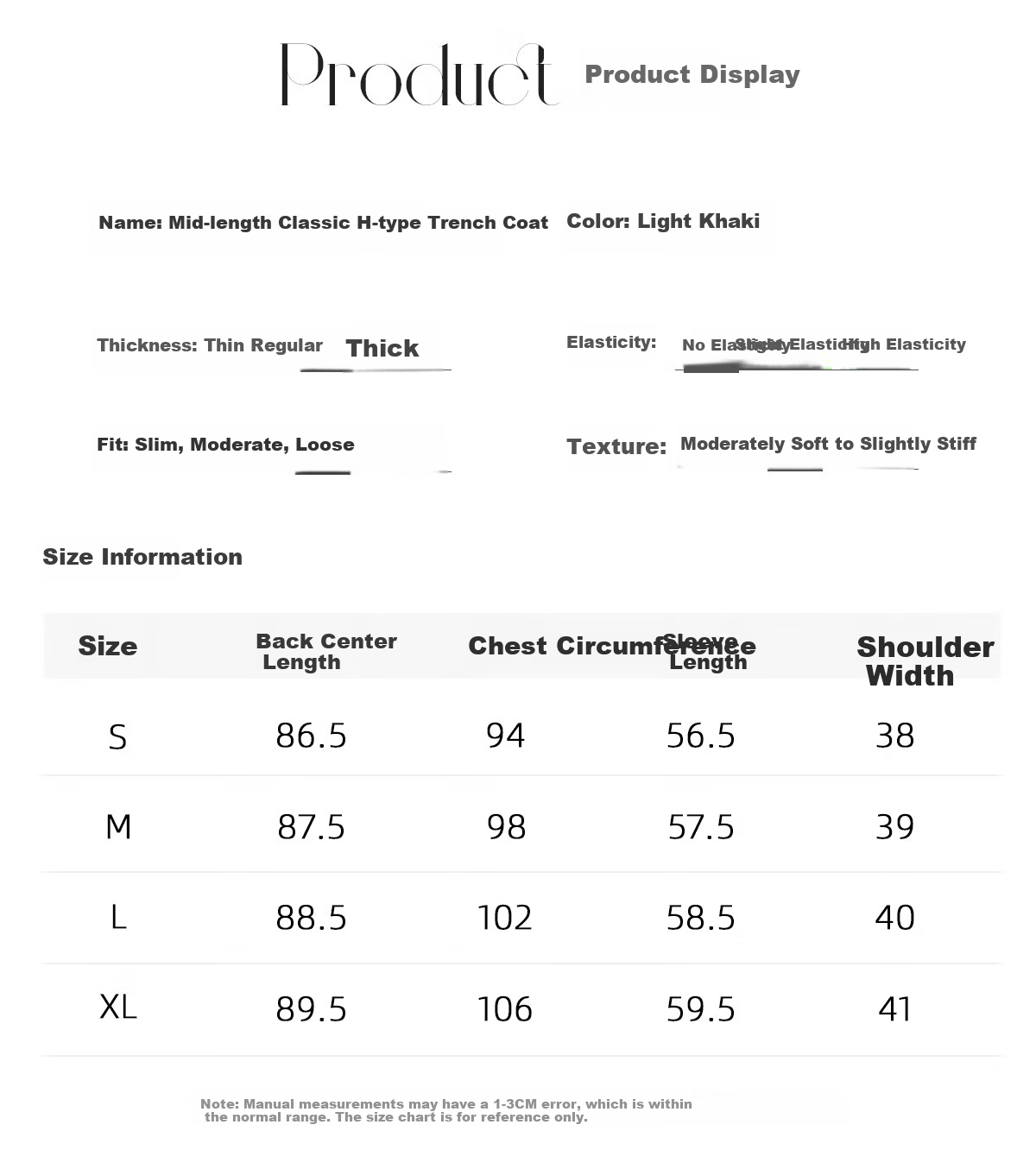 Chushen Spring And Autumn Double-Breasted Windbreaker for Women, Mid-Length, Elegant Classic H-Type Waist-Cinching Slimming Coat S51D003 10