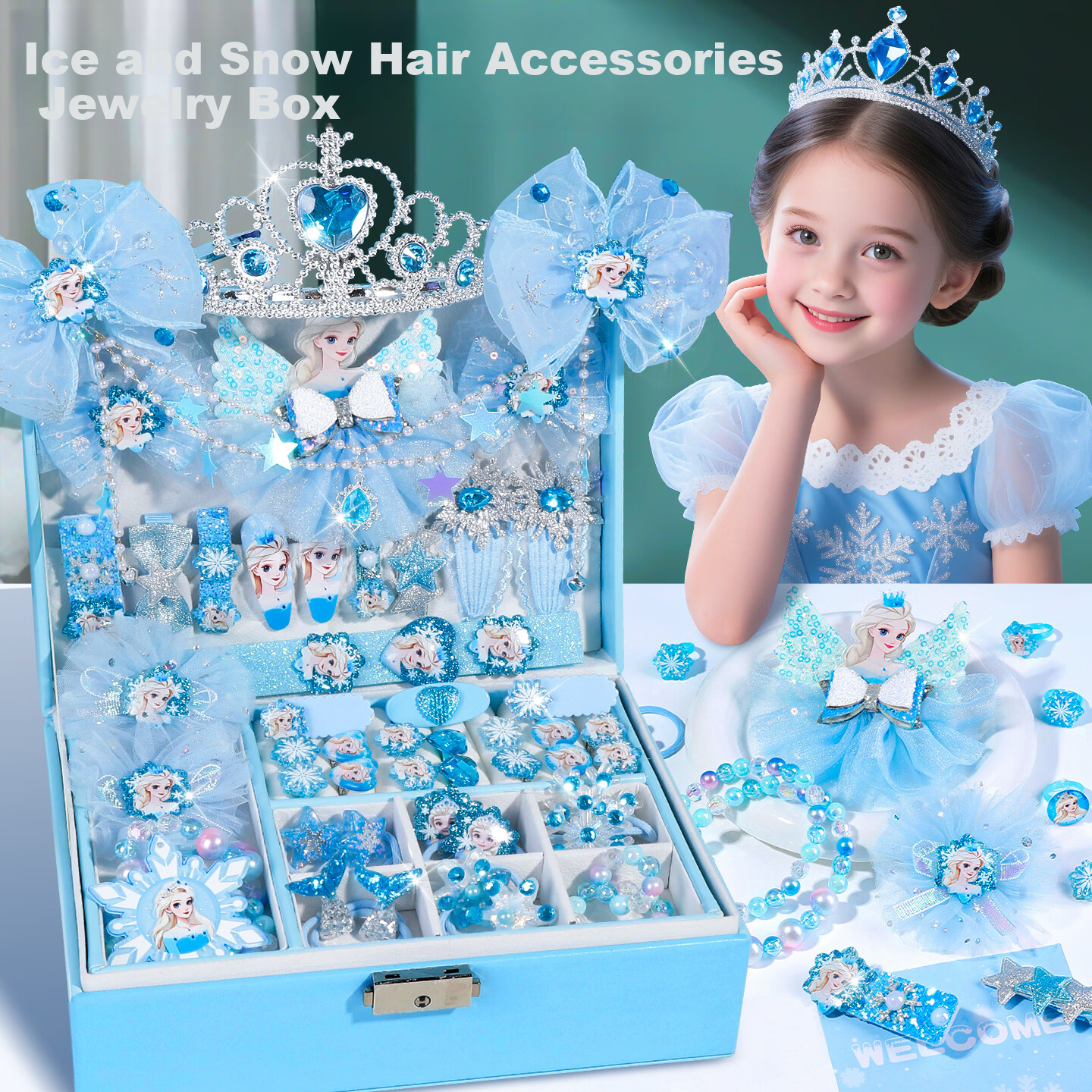 Starry Bubble Galaxy Elsa Princess Toy Children's Day Gift Girls Birthday Gift 6-10 Years Elsa Girls Jewelry Set