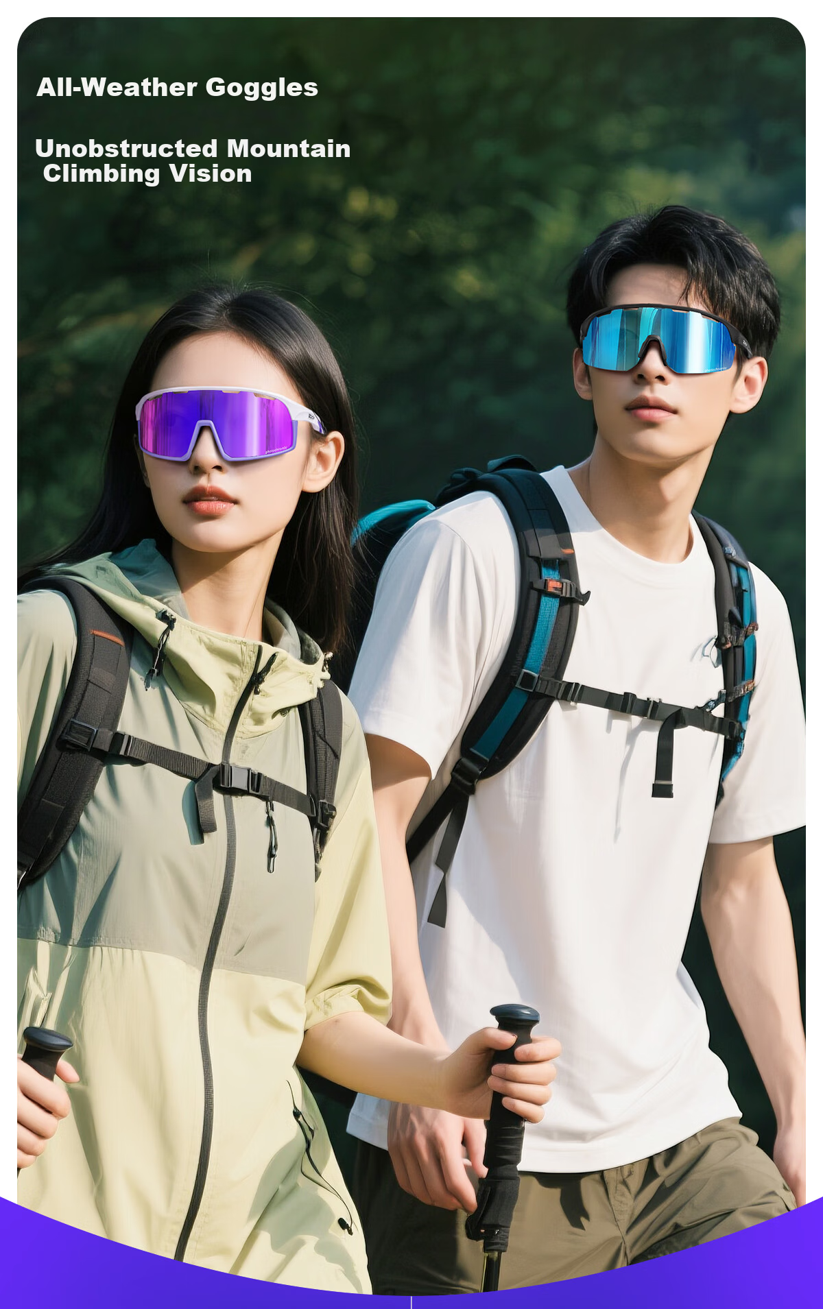 SCVCN Climbing Goggles, Windproof, Sandproof, UV Protection Sunglasses for Men And Women, Sports Cycling Glasses 1
