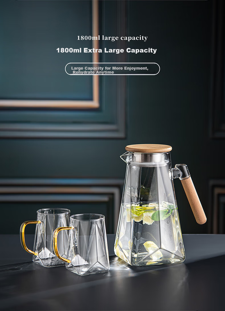 FANKAQI High-Temperature Resistant Borosilicate Glass Water Pitcher with Handle, Large Capacity, Stylish Home Use, Premium Housewarming and Birthday Gift 6