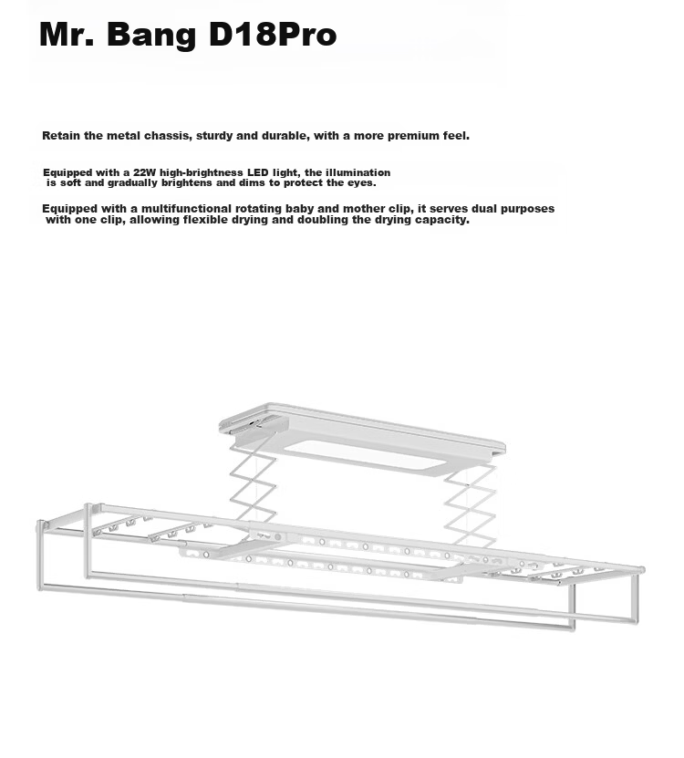 Mr. Bang [Genuine Supply] Electric Clothes Drying Rack Smart Invisible Balcony Large Capacity Drying Machine Lifting Clothes Rod D18pro 3