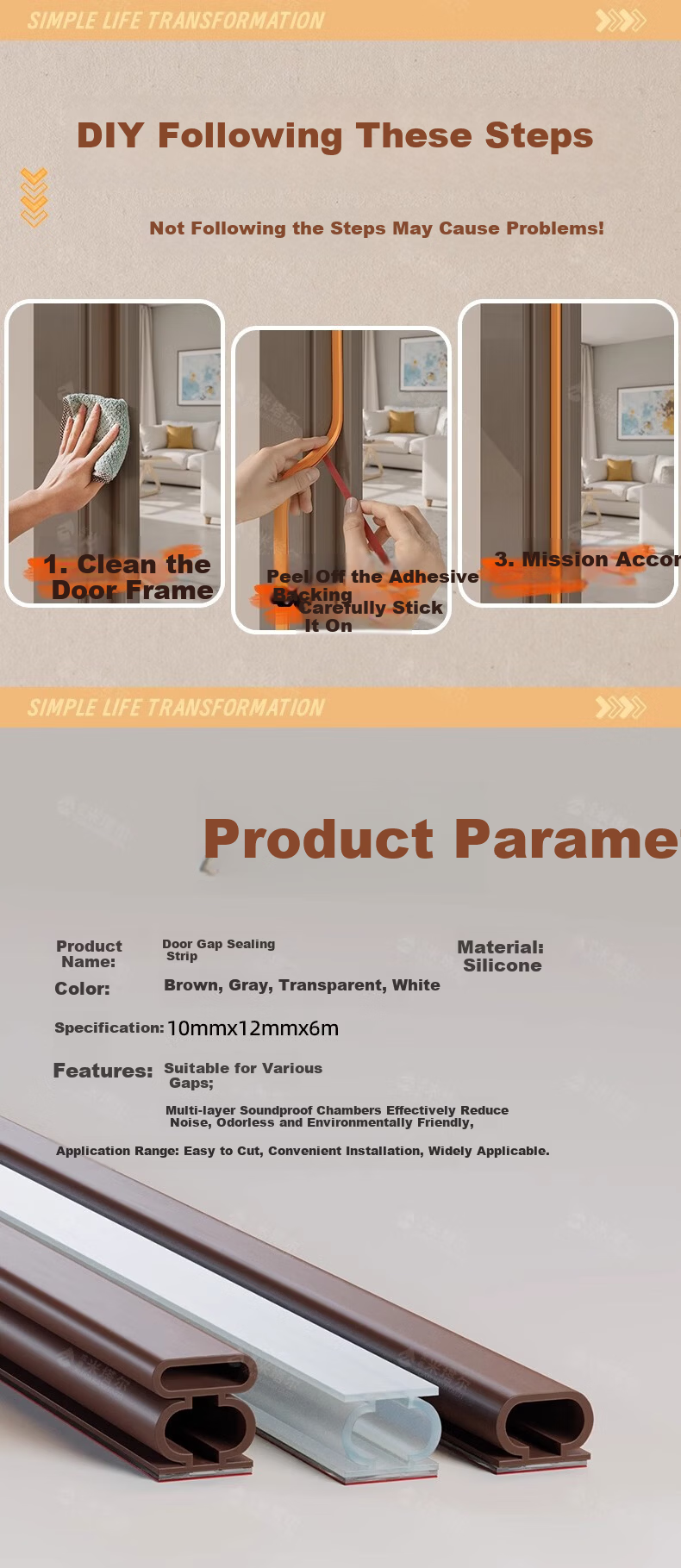 Xuanjia Mital Door and Window Gap Sealing Strip Glass Door Windproof Soundproof Weatherstripping Tape 8