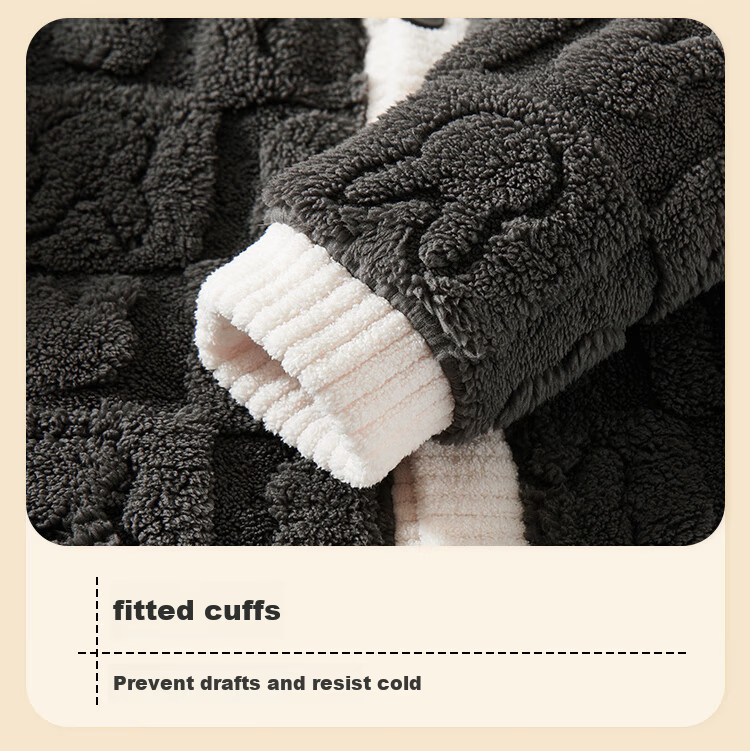 LangSha Fleece-Lined Thickened Flannel Children's Pajama Set Autumn Winter Boys Sleepwear Warm Clothes 20