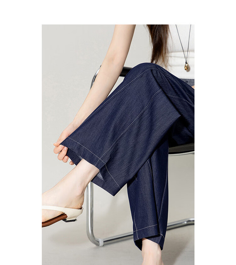 Demana Draped Air Pants Summer Commuter Colorblock Elastic Waist Curved Leg Loose Slim Petite Women's Casual Pants 8