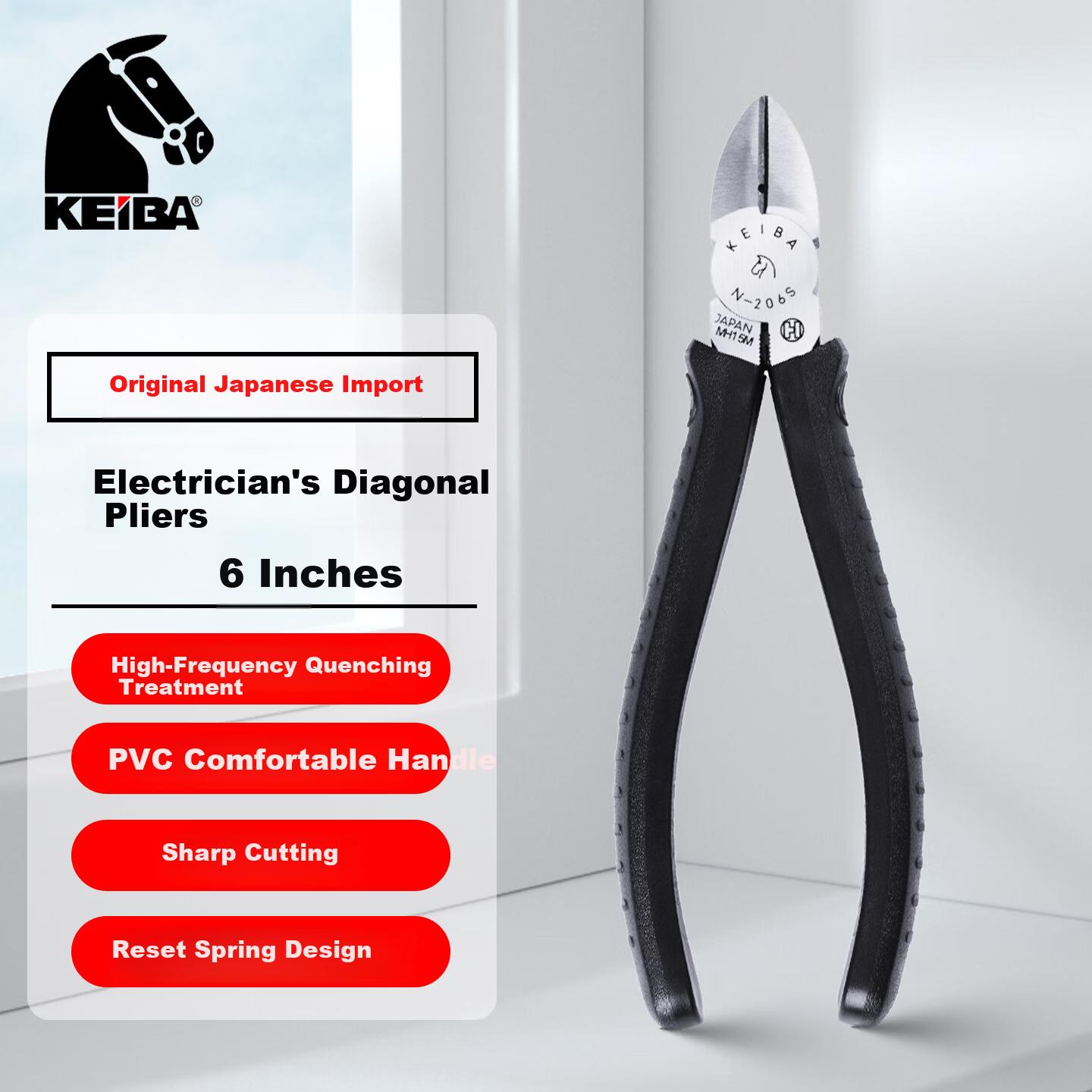 KEIBA Japan Imported Diagonal Cutting Pliers Electrician Wire Cutter 6 Inch N-206S