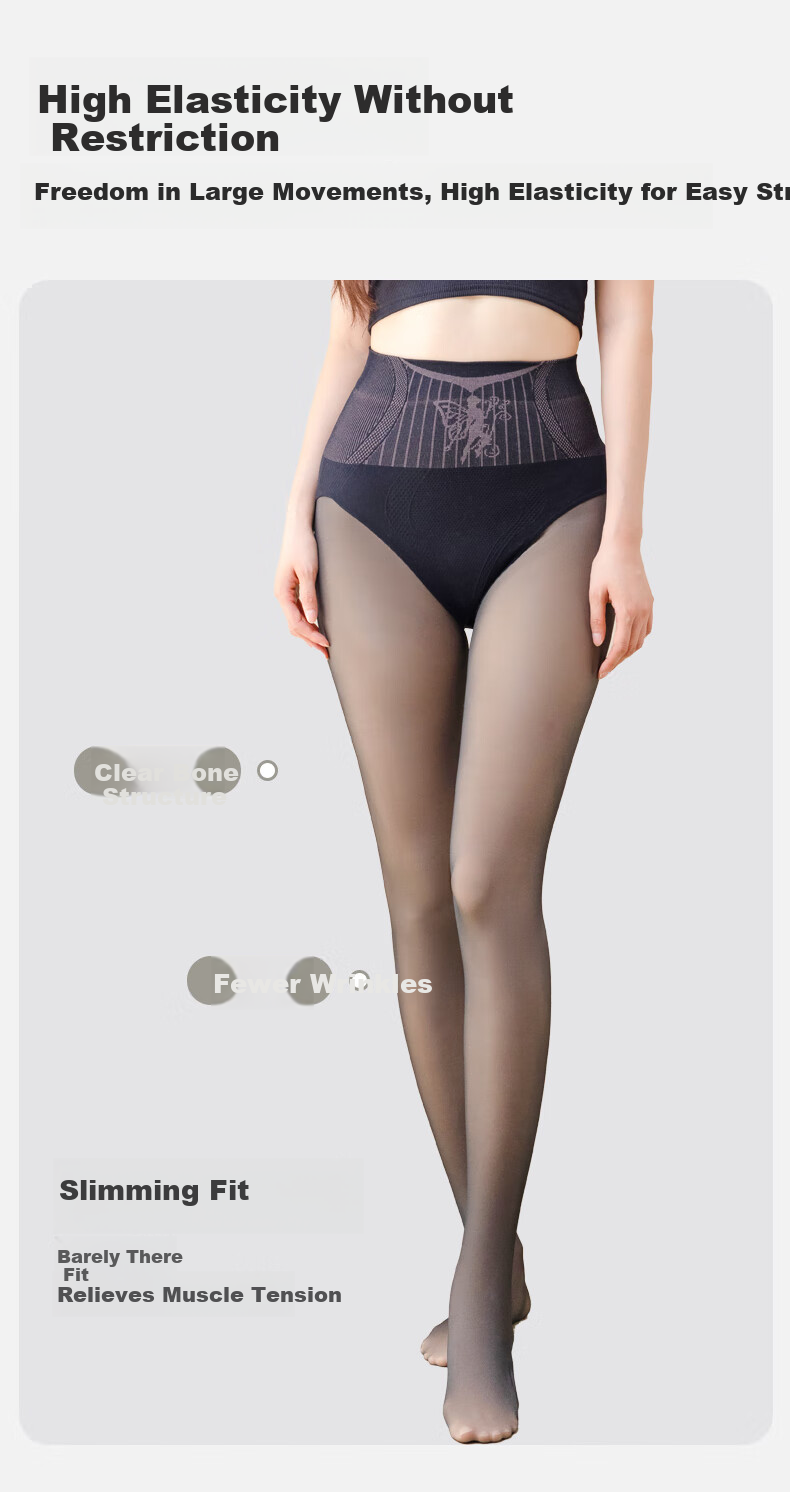 MiiOW Black Sheer Skin Optical Leg Magic Autumn Winter Anti-Snag Glossy High-Waist Tummy Control Fleece-Lined Thickened Stockings 2025 New Arrival 10