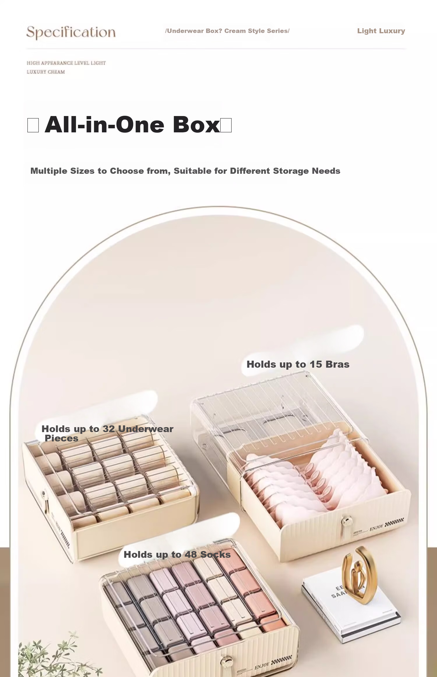 Jiadu Underwear And Socks Storage Box, Drawer Organizer with Compartments for Intimate Apparel, Three-In Organizer Box for Home Use 9