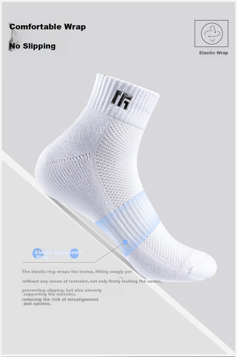 TaanTaan Antibacterial Odor-Resistant Towel Sole Breathable Short Sports Badminton Socks for Men T555 Mixed Colors 3 Pairs Pack 3