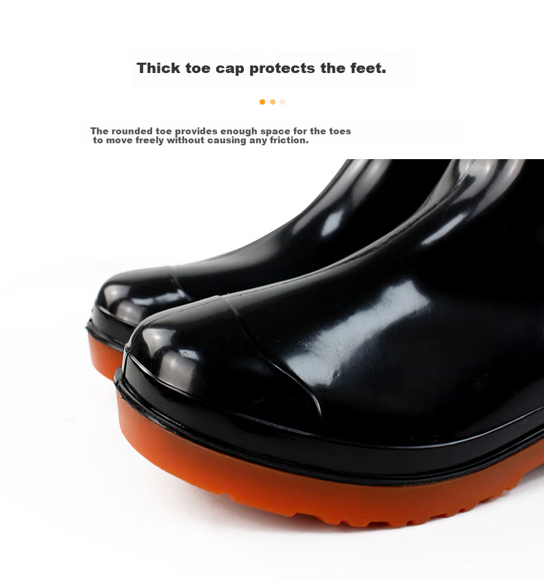 Qutong High Tube Waterproof Rain Boots Outdoor Wear-Resistant Rubber Shoes Cowhide Sole Non-Slip Oil-Resistant Acid-Base Resistant Rain Boots for Beachcombing Size 41 Black 5