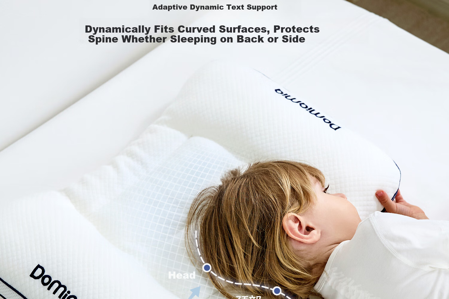 DOMIAMIA Children's Pillow Baby Pillow for Infants 3-6 Years Anti-Mite Breathable Toddler Zoned Spine Support Pillow 8