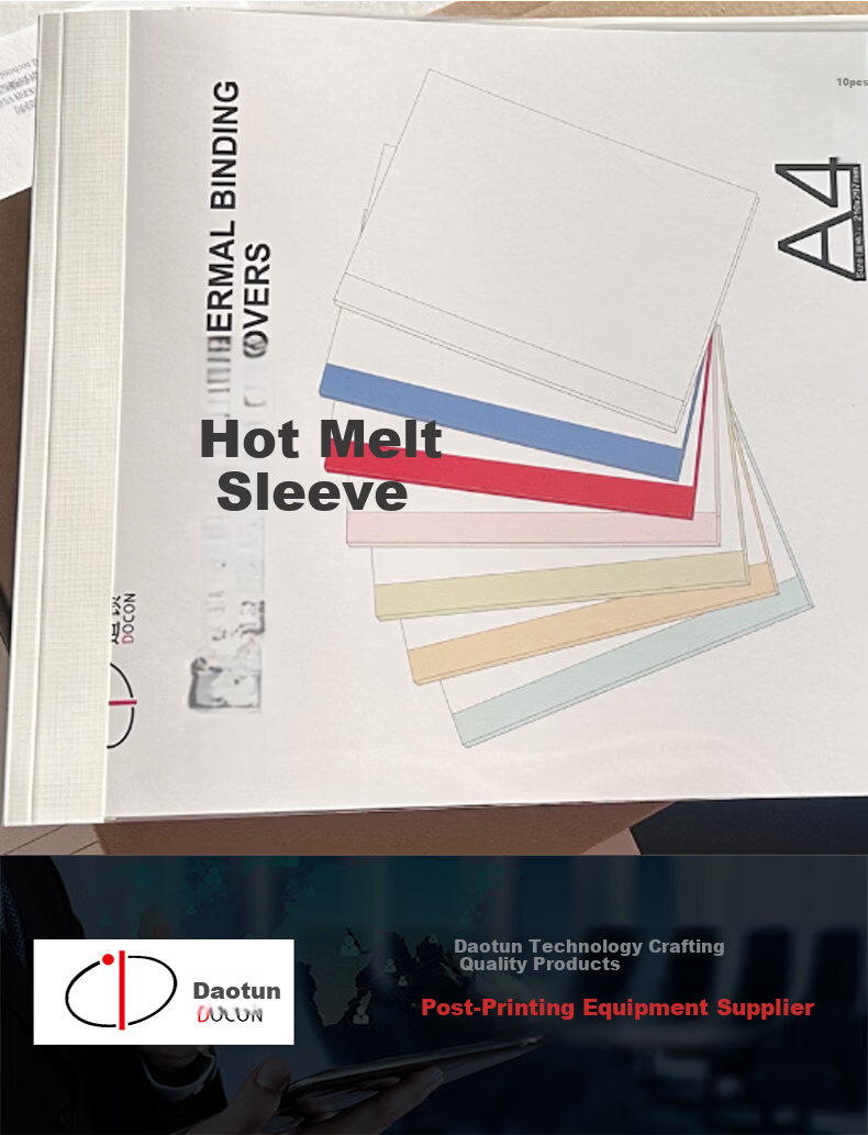 DOCON A4 Landscape 6mm 10pcs/Pack Hot Melt Binding Covers PVC Transparent White Binding Machine Supplies Contract Proposal Document Book Glue Binding Cloth Texture Cover with Side Glue 9