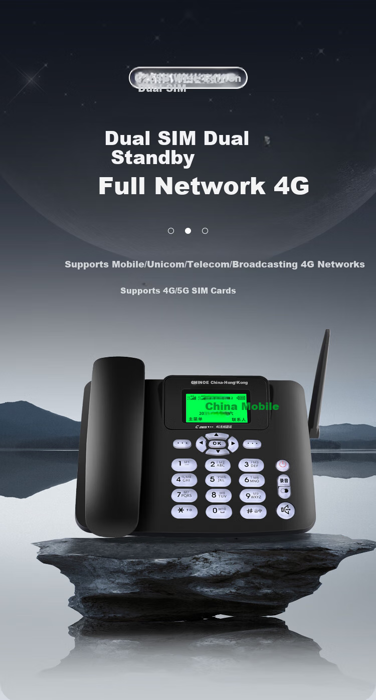 Zhongnuo Wireless Recording Landline 4G Network SIM Card Phone Desk Phone Full Network Support 4G 5G Home Office Unicom Mobile Telecom C265B Dual SIM Recording 32GB Version 1