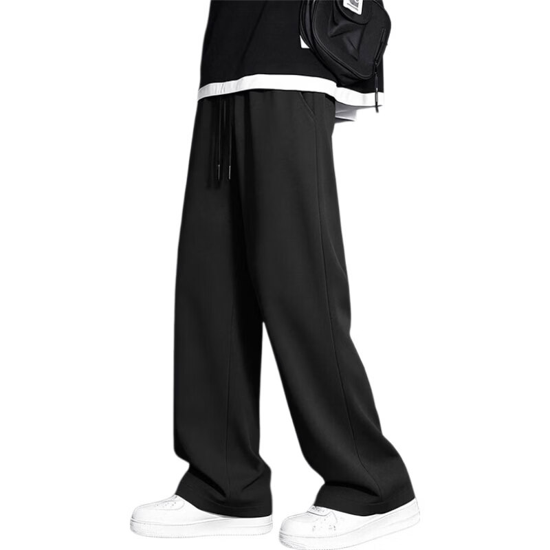 Warrior Straight-Leg Pants for Men, Summer Cool Breathable Ice Silk Quick-Dry Nine-Tenths Pants, Loose-Fitting Athletic Trousers, Dark Gray, M