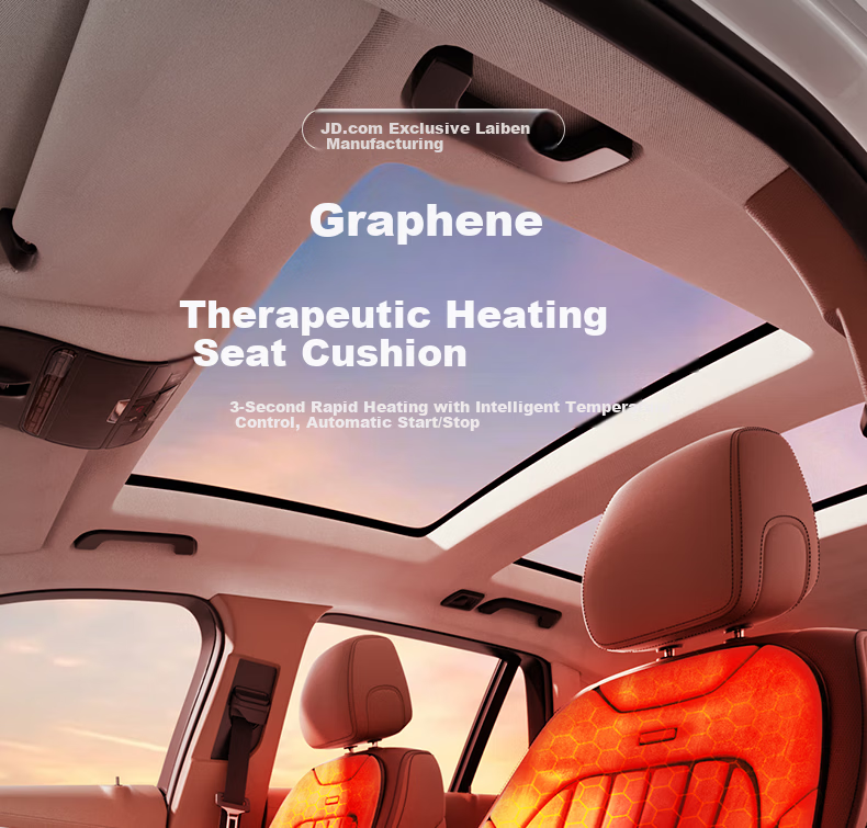 HELLOLEIBOO Car Heated Seat Cushion Winter Vehicle Graphene Electric Heating Pad Plush Seat Cover 12V 24V Universal 2