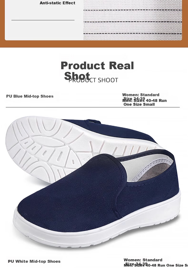 Mulang Anti-Static Mid-Top Shoes Thickened Soft Sole Dustproof Non-Slip Breathable Work Shoes for Food Factory Cleanroom Unisex Blue PU Mid-Top Shoes Size 41 10